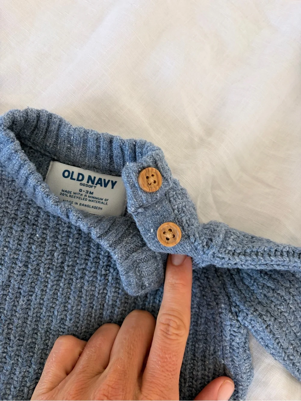 Baby Two-Piece Knit Set & Waffle Top in Dusty Blue. Fall Romper set